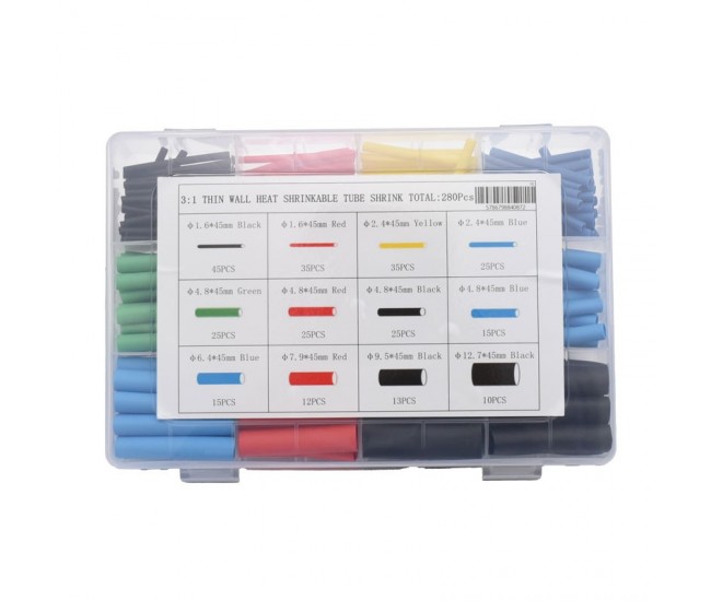 Tub Termocontractabil 3:1 Waterproof cu Silicon, 280buc / Set