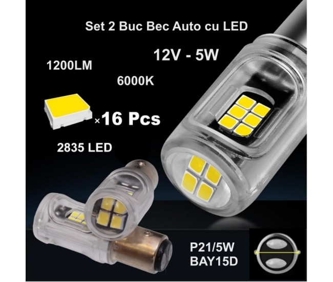 Bec Led Auto BAY15D de Frana 2 buc/set