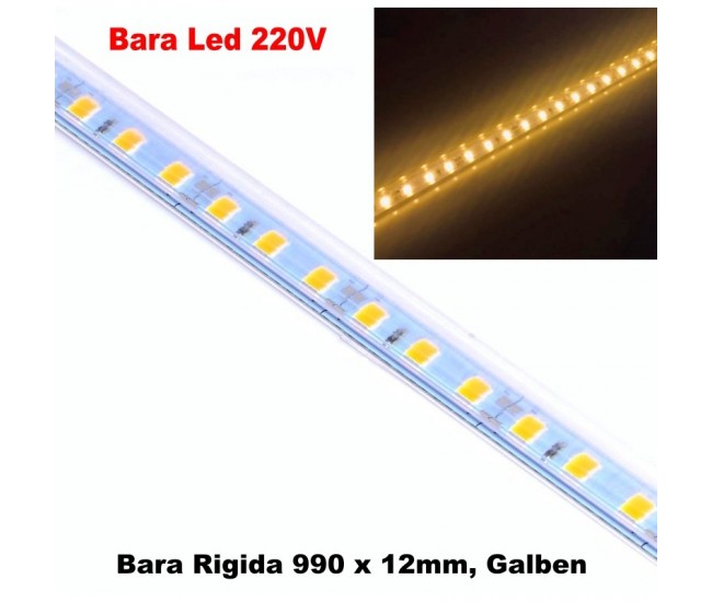 Bara Led 220V / 72 x SMD 5050 / Galben, 990x12x1mm