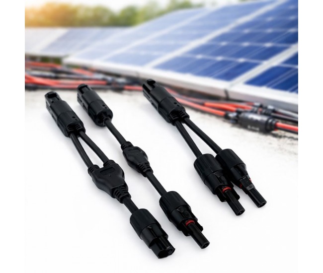 Set Cablu Adaptor Solar MC4 Tip Y, Conector Ramificare pentru Panouri Fotovoltaice, 1000V, Compatibil 4-6 mm²