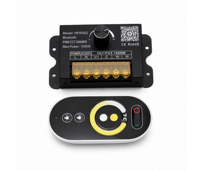 Controler Banda LED CCT 220V 1000W Bluetooth cu Telecomanda RF si Reglaj Manual HPW262
