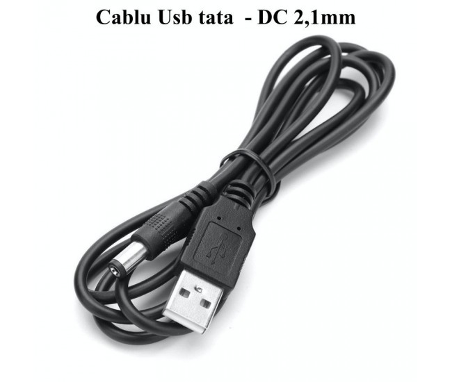 Cablu Alimentare USB Tata la DC Tata 2,1mm/0,6m