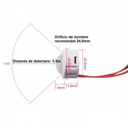 Senzor Pir 12-24V DC cu 4 Fire 25x20mm Senzor Pir 12-24V DC cu 4 Fire 25x20mm