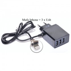 Incarcator Fast Iphone - Lightining - 5,1A cu 3 x Usb Incarcator Fast Iphone - Lightining - 5,1A cu 3 x Usb
