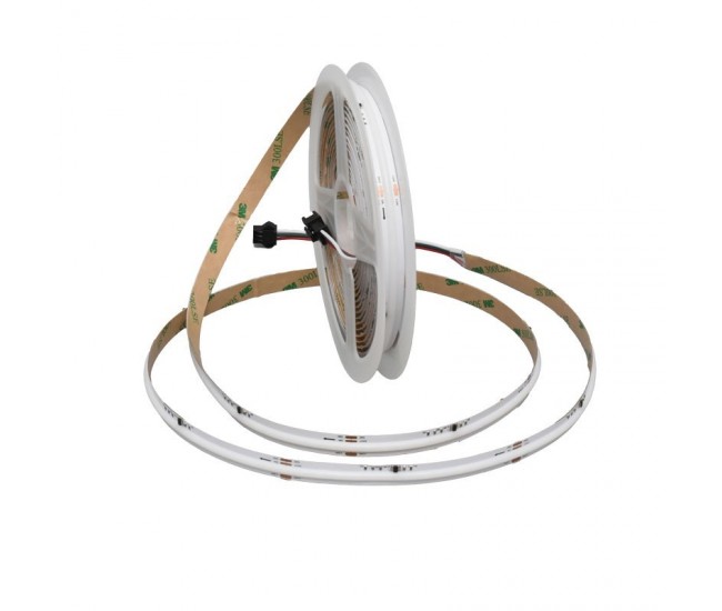 Banda Cob Led Digital Magic RGB 420D - 24V-10mm, Putere 15W/m - Luminozitate RA 90 - Protectie IP 20 - Rola 5m