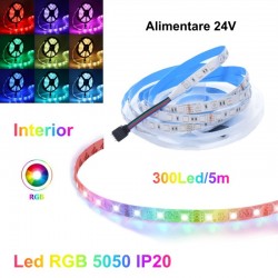 Banda Led RGB 24V- 60Led/m, Interior IP20 - 5m/Rol Banda Led RGB 24V- 60Led/m, Interior IP20 - 5m/Rol
