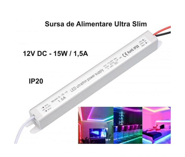 Sursa de Alimentare Ultra Slim 12V-15W / 1,5A