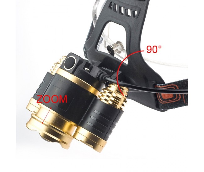 Lanterna de cap cu acumulator 3xT6 led CREE