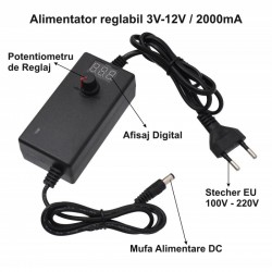 Alimentator Reglabil 3V-12V DC/2A Alimentator Reglabil 3V-12V DC/2A