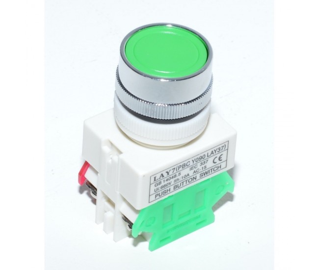 Intrerupator Push Motor LAY-7 Verde
