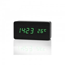 Ceas 1299 Lemn Negru si Led Verde, 15x7x4cm Ceas 1299 Lemn Negru si Led Verde, 15x7x4cm