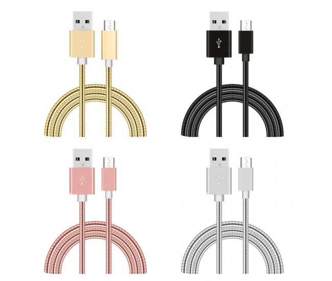 Cablu USB - Micro  Metalic, Lungime 100 cm/D8-55