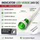 Indicator LED Verde 24V DC Panou 9,5mm cu Fire 20cm Set 10 Bucati
