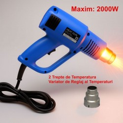 Pistol de Aer Cald 2000W cu Temperatura Reglabila / HF002 Pistol de Aer Cald 2000W cu Temperatura Reglabila / HF002