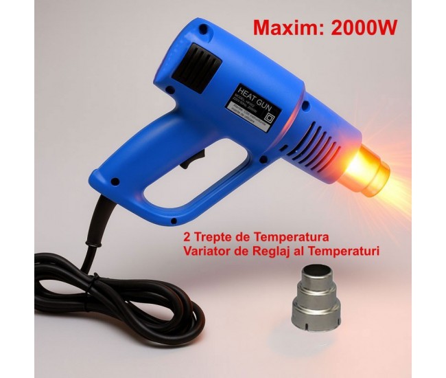 Pistol de Aer Cald 2000W cu Temperatura Reglabila / HF002