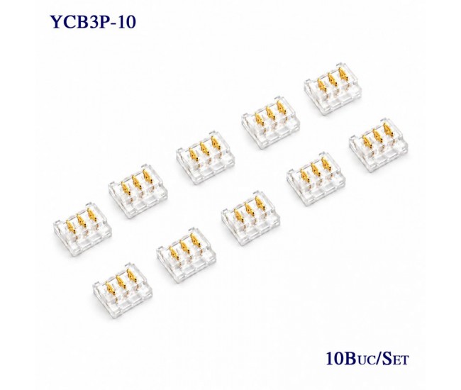 Conector pentru Imbinare Banda LED SMD 10mm 3 Pini Strip to Strip Set 10 Buc DALBI YCB3P-10