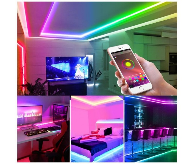 Kit Banda Led 5050 RGB IP65 / 10m cu Bluetooth + Telecomanda