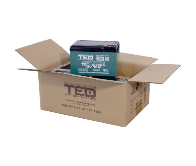 Acumulator 12V 15Ah Deep Cycle plumb-acid pentru scutere electrice, UPS si aplicatii industriale