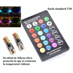 Led Auto T10 RGB 12V-5W cu Telecomanda Led Auto T10 RGB 12V-5W cu Telecomanda