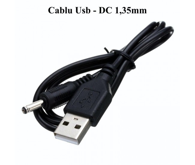 Cablu Alimentare USB Tata la DC Tata 1,35mm/0,6m