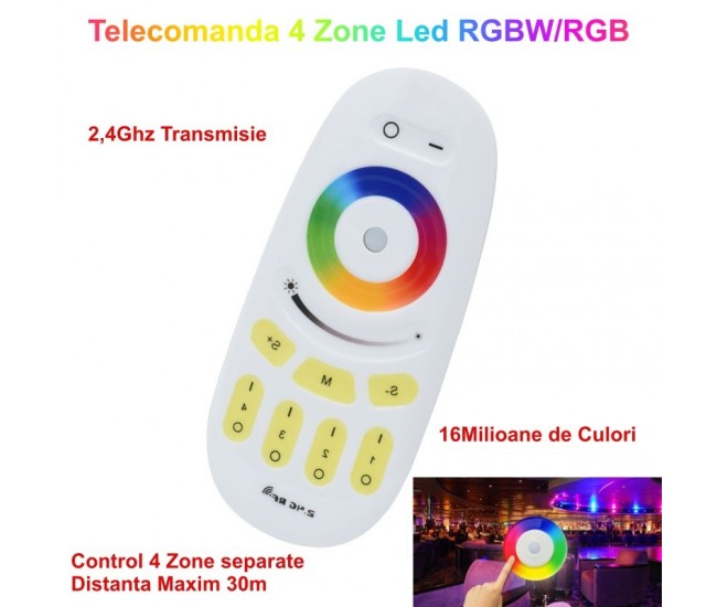 Telecomanda Controller 4 Zone Led RGBW / RGB - 2,4Ghz
