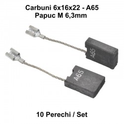 Perii Colectoare Carbuni 6x16x22 - A65 - Papuc M 6,3mm / 10Set/Punga Perii Colectoare Carbuni 6x16x22 - A65 - Papuc M 6,3mm / 10Set/Punga