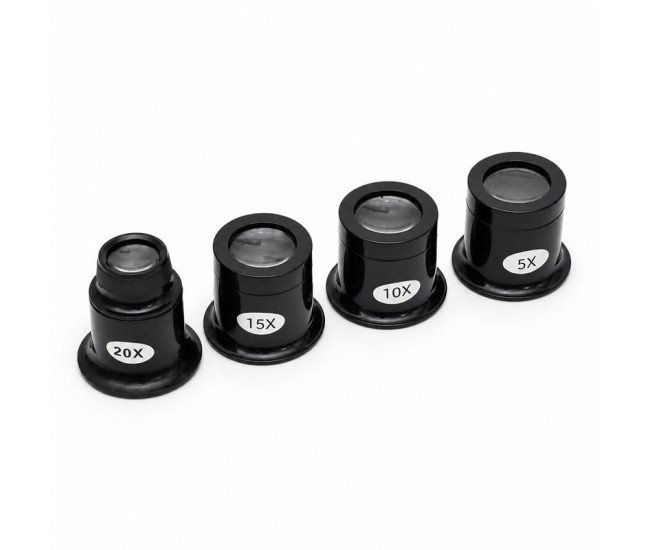 Set 4 Lupe Ceasornicar 5X 10X 15X 20X pentru Bijuterii TE-811 DALBI
