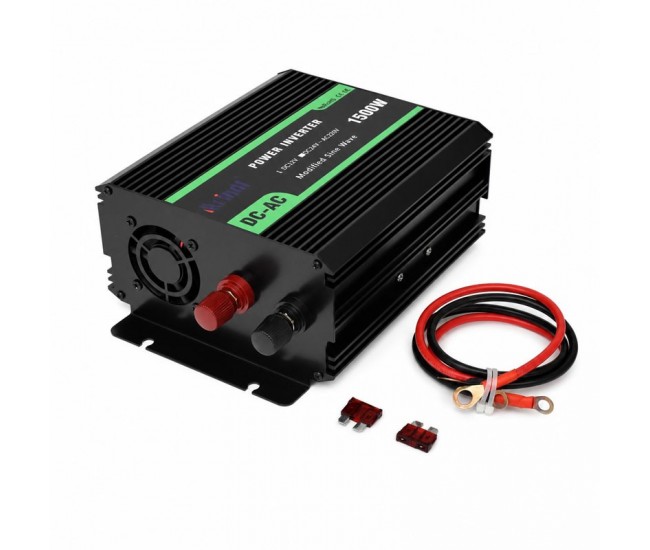 Invertor de Tensiune 1500W, 12V la 220V, Undă Sinusoidală Modificată, USB