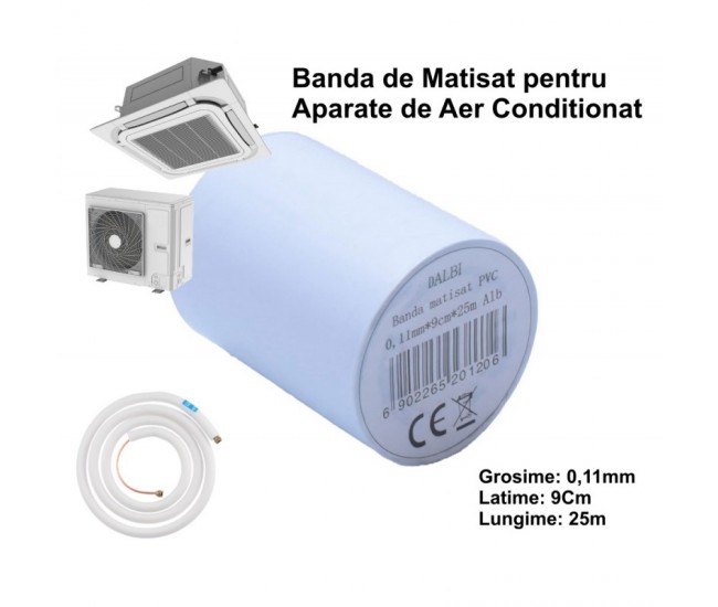 Banda Matisat din PVC, Aer Conditionat/9cm x 25m ALB