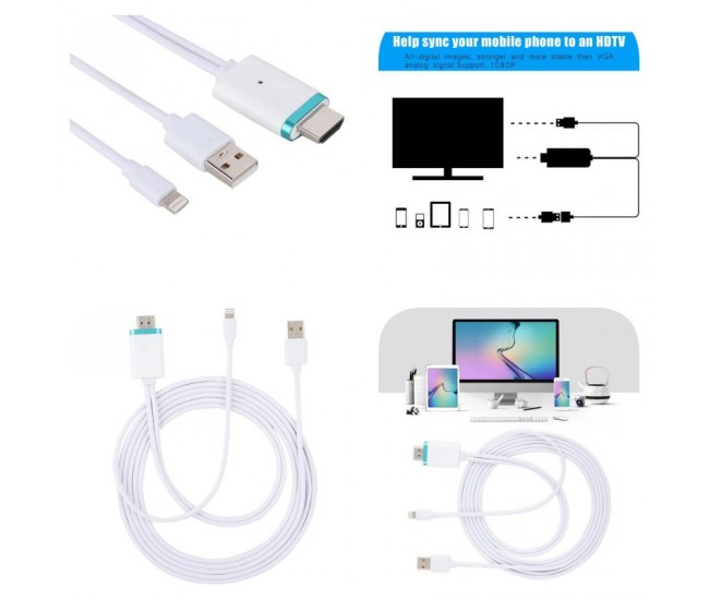 Convertor KIT Cablu MHL iPhone HDTV Video 1920x1080, 30p