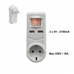 Triplu Stecher 1 Suco + 2 USB si Intrerupator Triplu Stecher 1 Suco + 2 USB si Intrerupator