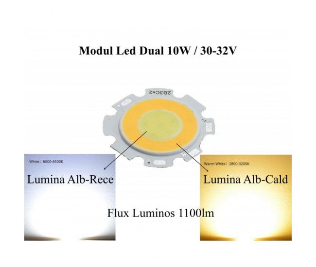 Led Cob 28mm - 10W, Lumina Cald/Rece