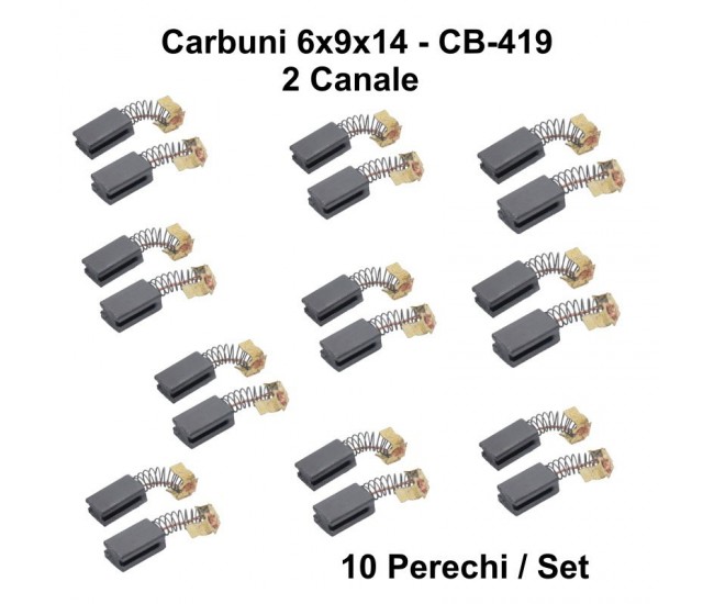 Perii Colectoare Carbuni 6x9x14 - CB-419 cu 2 Canale 10Set/Punga