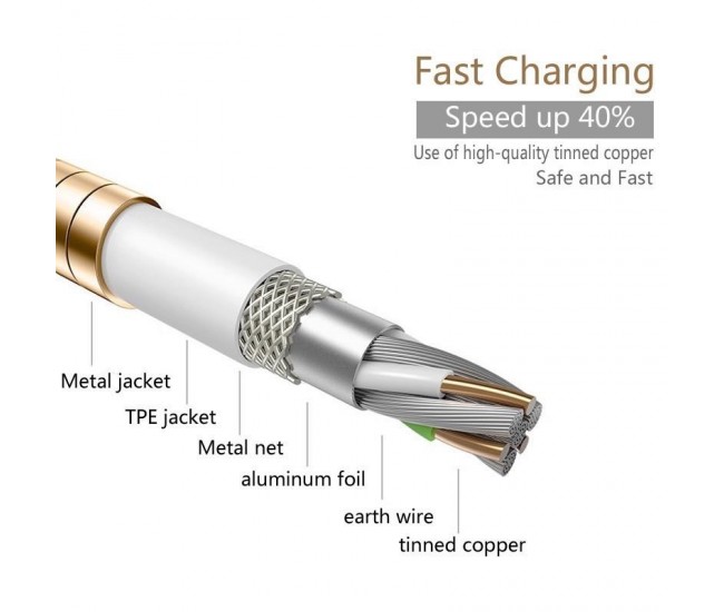 Cablu USB - Micro  Metalic, Lungime 100 cm/D8-55