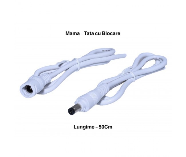 Cablu DC 2,1mm cu Blocare, Mama-Tata