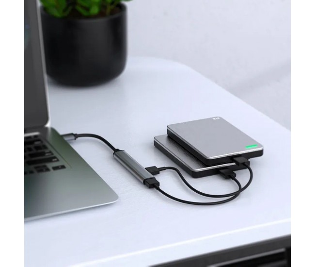 HUB 4 in 1 cu USB 3.0 si Adaptor Tip C