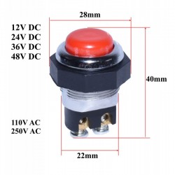 Push Buton Metalic de Impuls 12VDC/250VAC Push Buton Metalic de Impuls 12VDC/250VAC