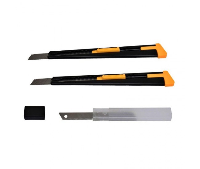 Set 2 Cutter Mini din Metal cu Lama ingusta 9mm si Rezerva