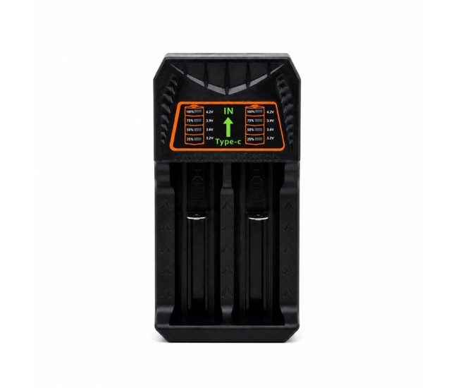 Incarcator Universal pentru Acumulatori Li-ion 2 Sloturi 18650 USB Type-C DALBI