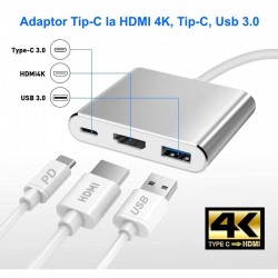 Adaptor Video Usb Tip-C la HDMI 4K - Usb 3.0 - Usb Tip-C Adaptor Video Usb Tip-C la HDMI 4K - Usb 3.0 - Usb Tip-C