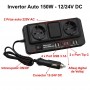 Invertor Auto de Tensiune 150W - 12/24V DC la 2 x 220V AC cu 4 x Usb 3.1 si 2 x Tip C