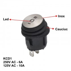 Buton Rotund cu Inox 6A-3P / 20x33mm Buton Rotund cu Inox 6A-3P / 20x33mm