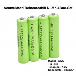 Acumulator R3-AAA 600Mah Verde 1,2V/Ni-Mh - 4 Buc/Set Acumulator R3-AAA 600Mah Verde 1,2V/Ni-Mh - 4 Buc/Set
