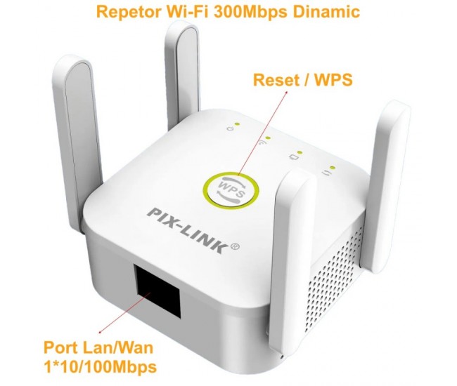 Extender Wireless N 4 Antene 300Mbps, Dinamic Pix-Link WPS / WR24Q