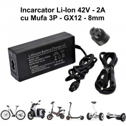 Incarcator Li-ion 42V-2A cu Mufa GX12 - 3P / 8mm Incarcator Li-ion 42V-2A cu Mufa GX12 - 3P / 8mm