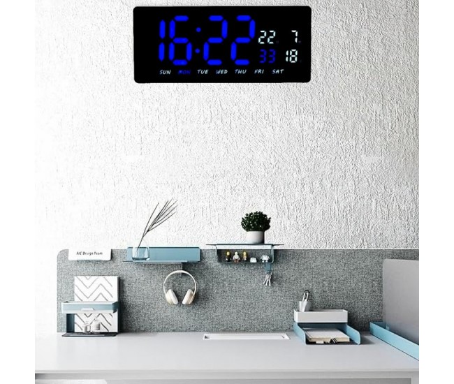 Ceas cu Led Albastru-Alb JH-3604 / Alarma, Calendar, Temperatura