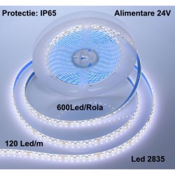 Banda Led 24V Exterior, 2835-120led/m, Alb-Natural 4000K-5m/Rol Banda Led 24V Exterior, 2835-120led/m, Alb-Natural 4000K-5m/Rol
