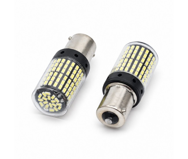 Set 2 Becuri Auto LED 1156 pentru Marsarier, Albe, 12V, Soclu BA15D