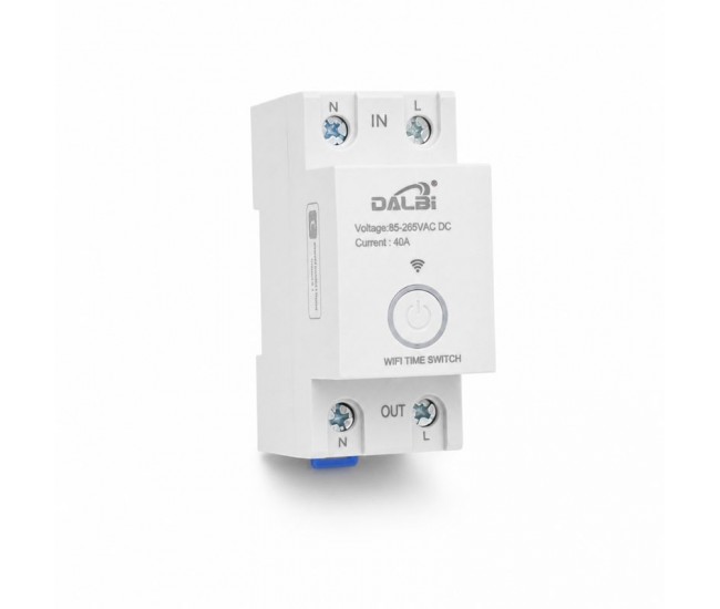 Intrerupator Temporizator WiFi Smart Tuya 40A pe Sina DIN DALBI