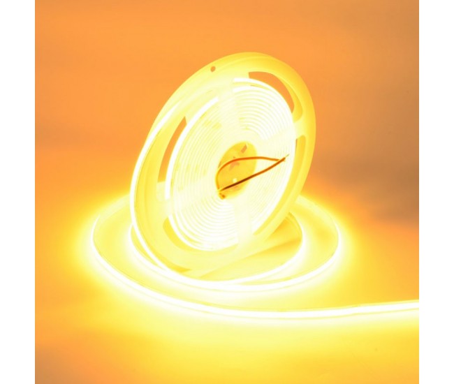 Banda Cob Led 24V - 8mm / 320led/ml - 11W/ml, Galben - Interior IP20 - 5m/rol